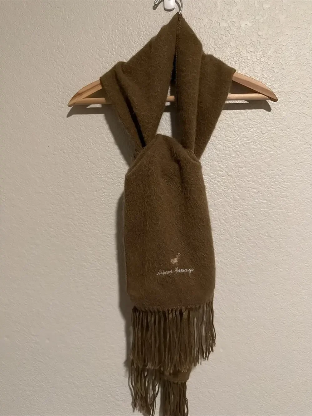 Alpaca Camargo Shawl Scarf Wrap Brown Fringe 70 X 9 Peru